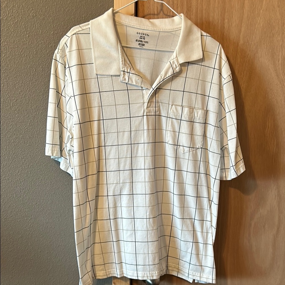 George Men's White Checkered Shirt